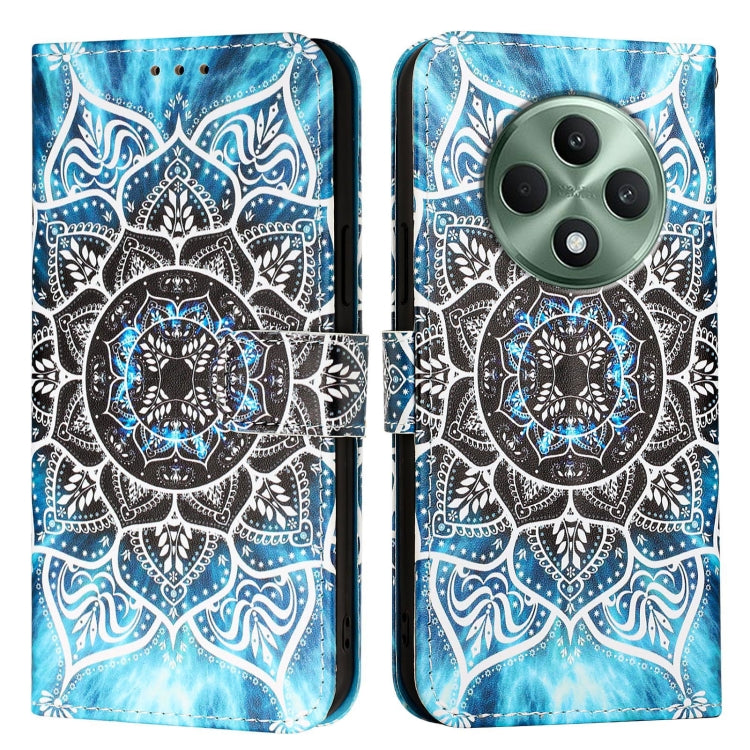 For OPPO Reno12 F Global Colored Drawing Pattern Plain Weave Leather Phone Case