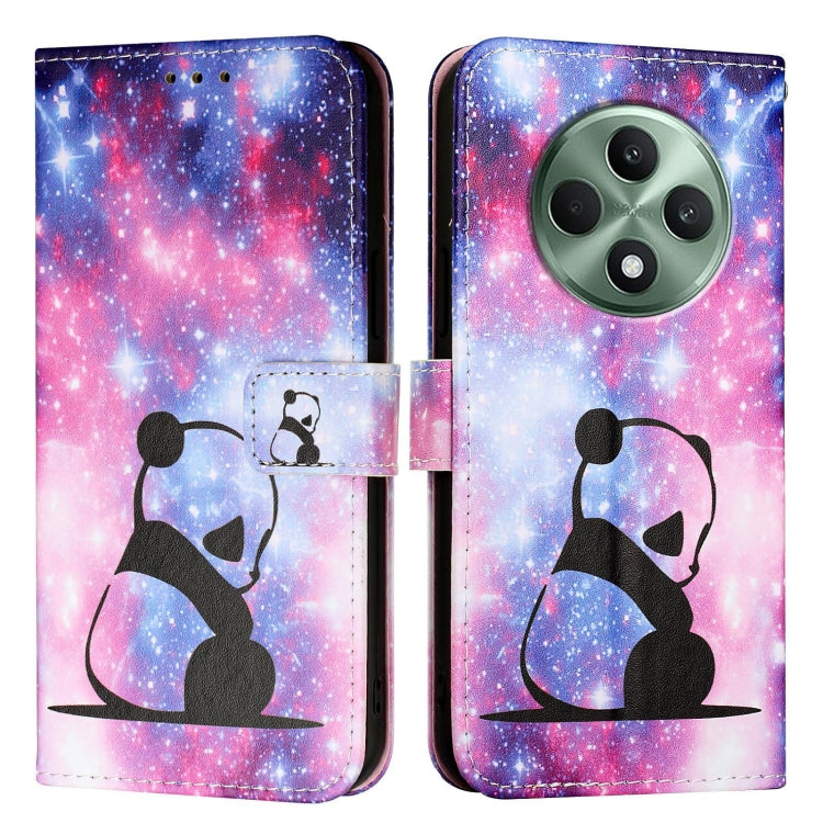 For OPPO Reno12 F Global Colored Drawing Pattern Plain Weave Leather Phone Case