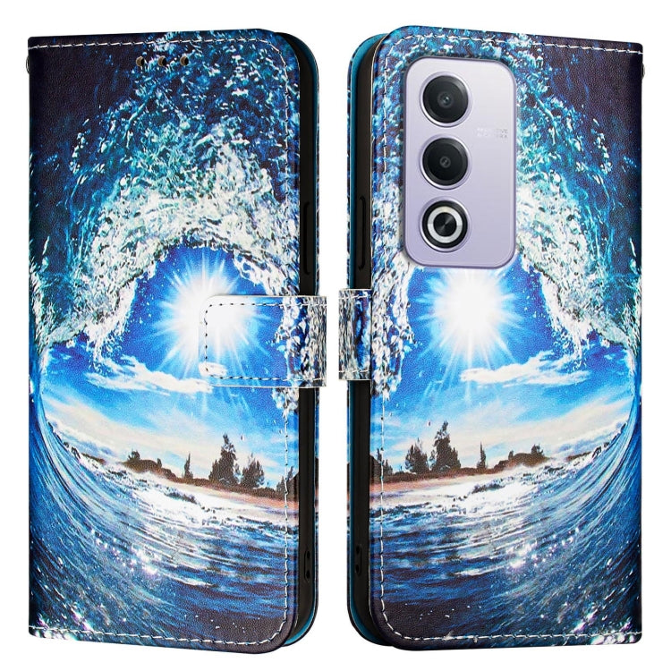 For OPPO A3 Pro 5G Global Colored Drawing Pattern Plain Weave Leather Phone Case