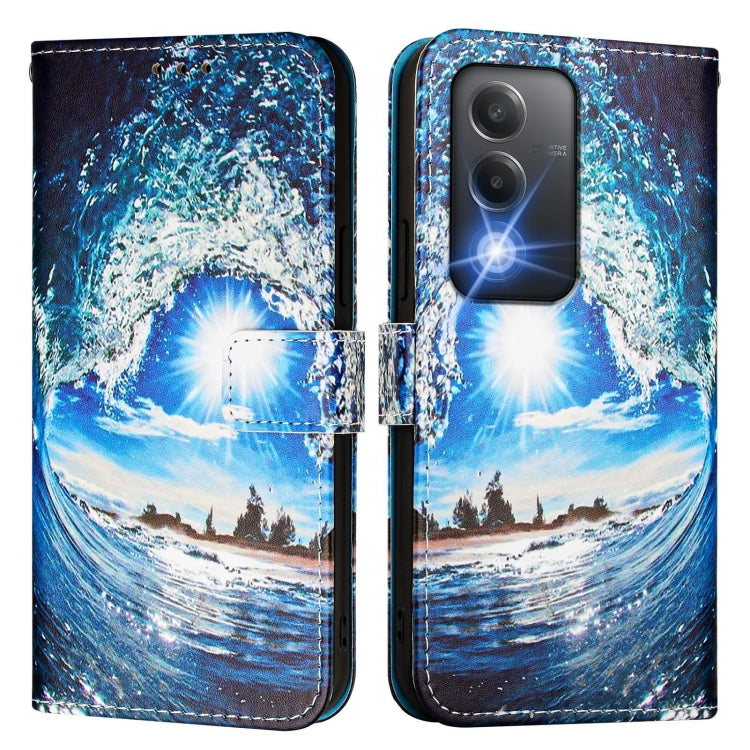 For OPPO A80 5G EU Version Colored Drawing Pattern Plain Weave Leather Phone Case