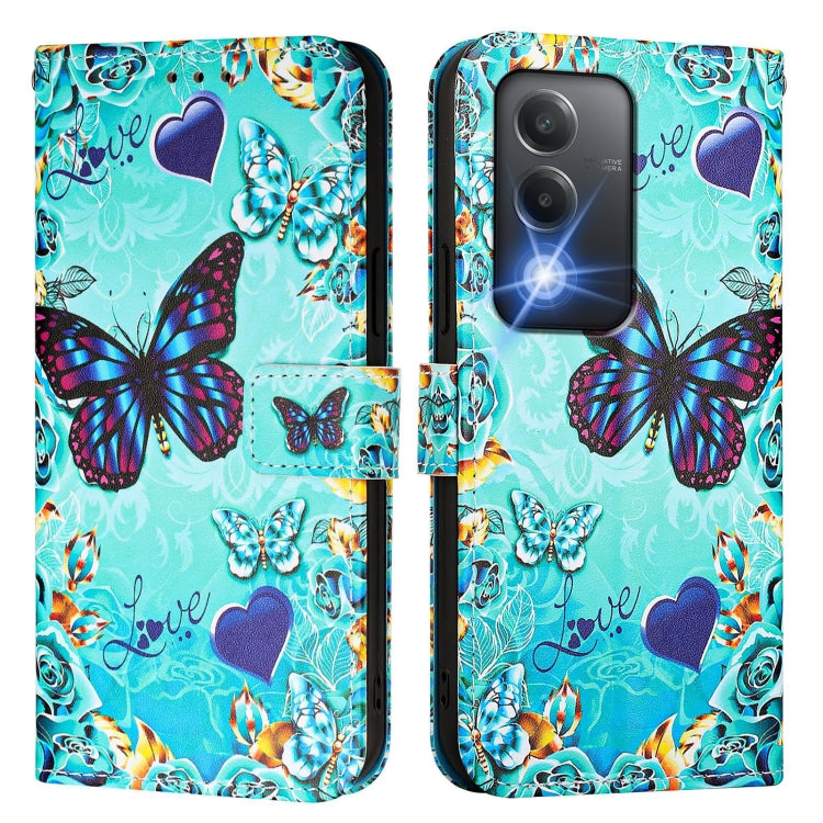 For OPPO K12x 5G Global Colored Drawing Pattern Plain Weave Leather Phone Case