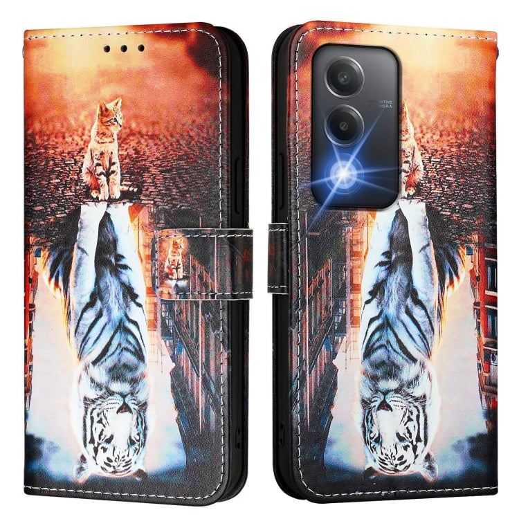For OPPO K12x 5G Global Colored Drawing Pattern Plain Weave Leather Phone Case