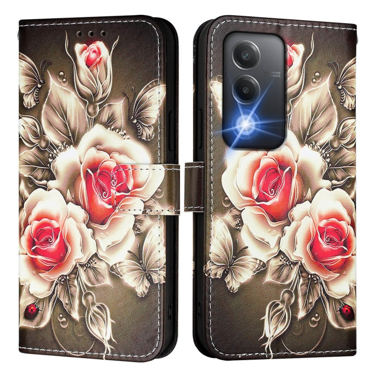 For OPPO K12x 5G Global Colored Drawing Pattern Plain Weave Leather Phone Case