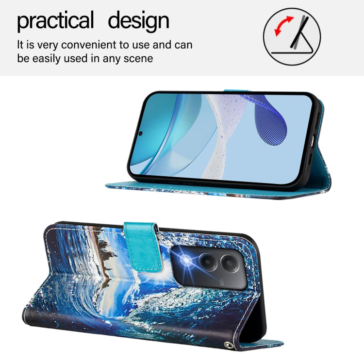 For OPPO A3 Pro 5G India Colored Drawing Pattern Plain Weave Leather Phone Case