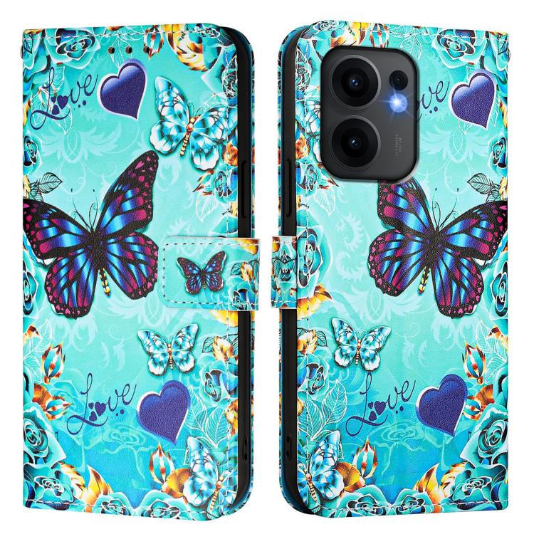 For OPPO Reno13 F 5G Global Colored Drawing Pattern Plain Weave Leather Phone Case
