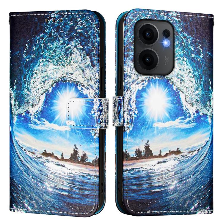 For OPPO Reno13 F 5G Global Colored Drawing Pattern Plain Weave Leather Phone Case