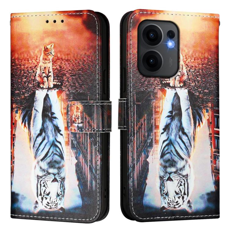For OPPO Reno13 F 5G Global Colored Drawing Pattern Plain Weave Leather Phone Case