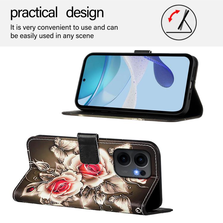 For OPPO Reno13 F 5G Global Colored Drawing Pattern Plain Weave Leather Phone Case