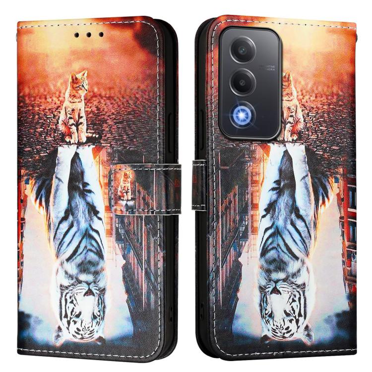 For OPPO A5 5G Global Colored Drawing Pattern Plain Weave Leather Phone Case