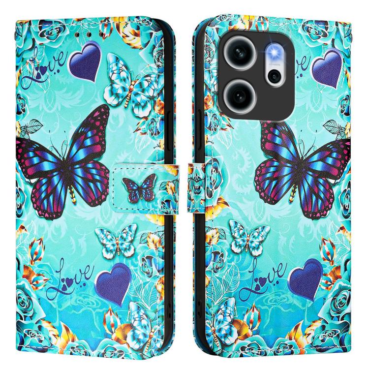 For OPPO Reno14 F 5G Colored Drawing Pattern Plain Weave Leather Phone Case