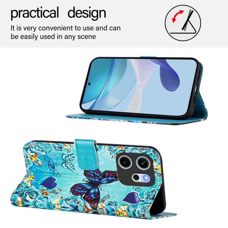 For OPPO Reno14 F 5G Colored Drawing Pattern Plain Weave Leather Phone Case