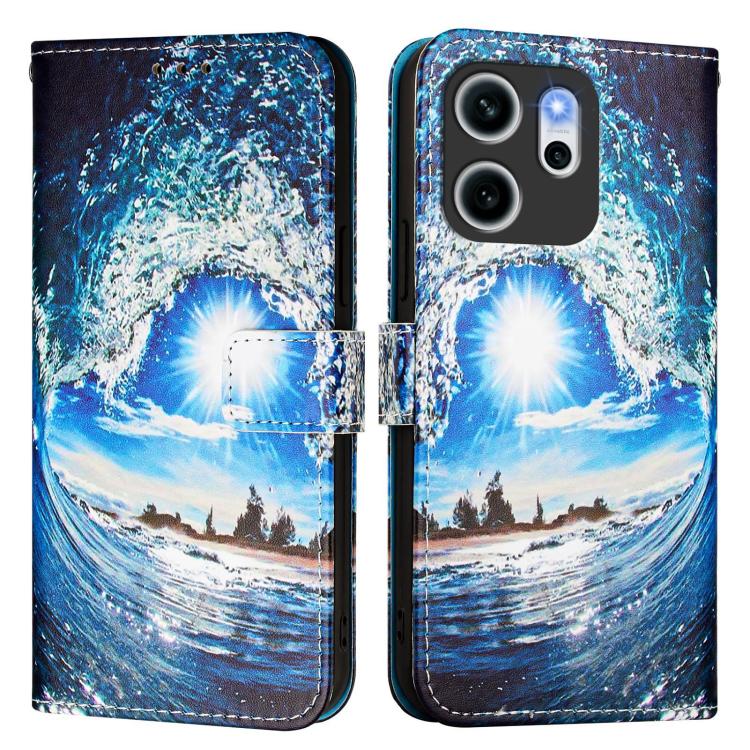 For OPPO Reno14 F 5G Colored Drawing Pattern Plain Weave Leather Phone Case