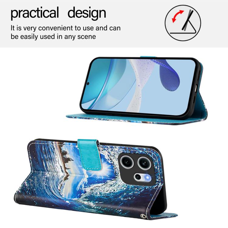 For OPPO Reno14 F 5G Colored Drawing Pattern Plain Weave Leather Phone Case
