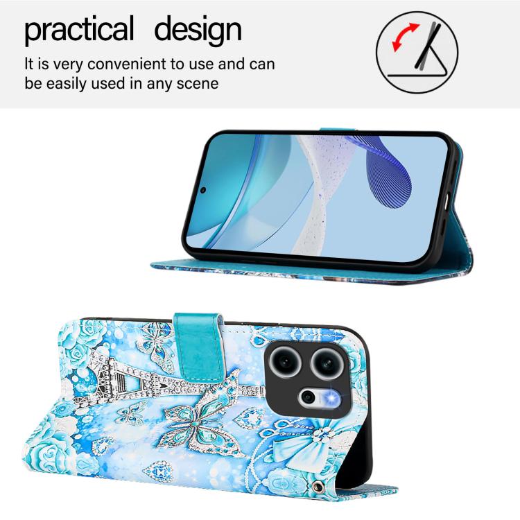 For OPPO Reno14 F 5G Colored Drawing Pattern Plain Weave Leather Phone Case