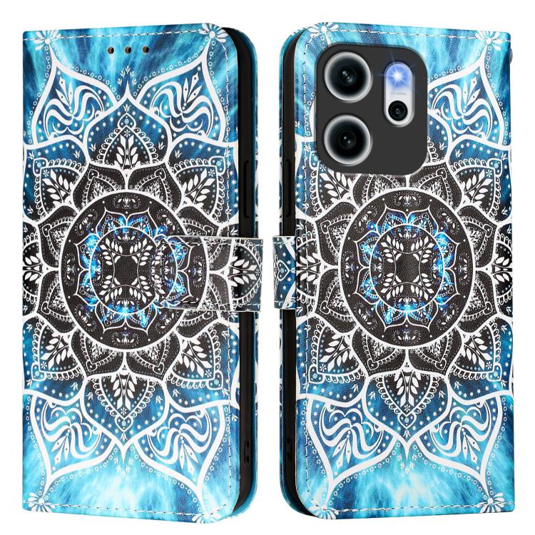 For OPPO Reno14 F 5G Colored Drawing Pattern Plain Weave Leather Phone Case