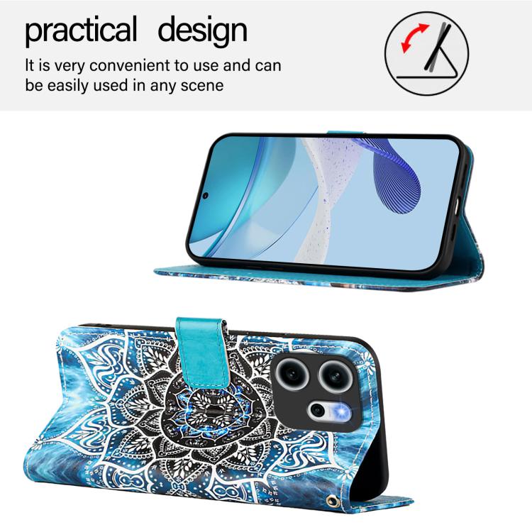 For OPPO Reno14 F 5G Colored Drawing Pattern Plain Weave Leather Phone Case