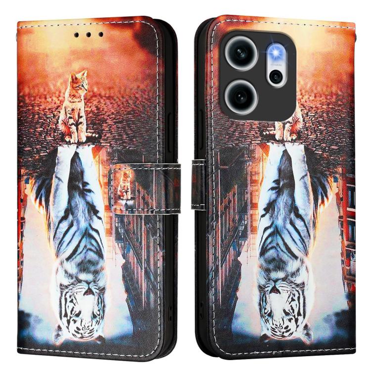 For OPPO Reno14 F 5G Colored Drawing Pattern Plain Weave Leather Phone Case