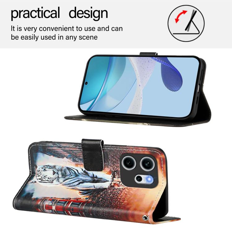 For OPPO Reno14 F 5G Colored Drawing Pattern Plain Weave Leather Phone Case