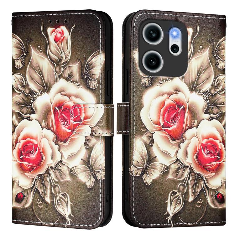 For OPPO Reno14 F 5G Colored Drawing Pattern Plain Weave Leather Phone Case