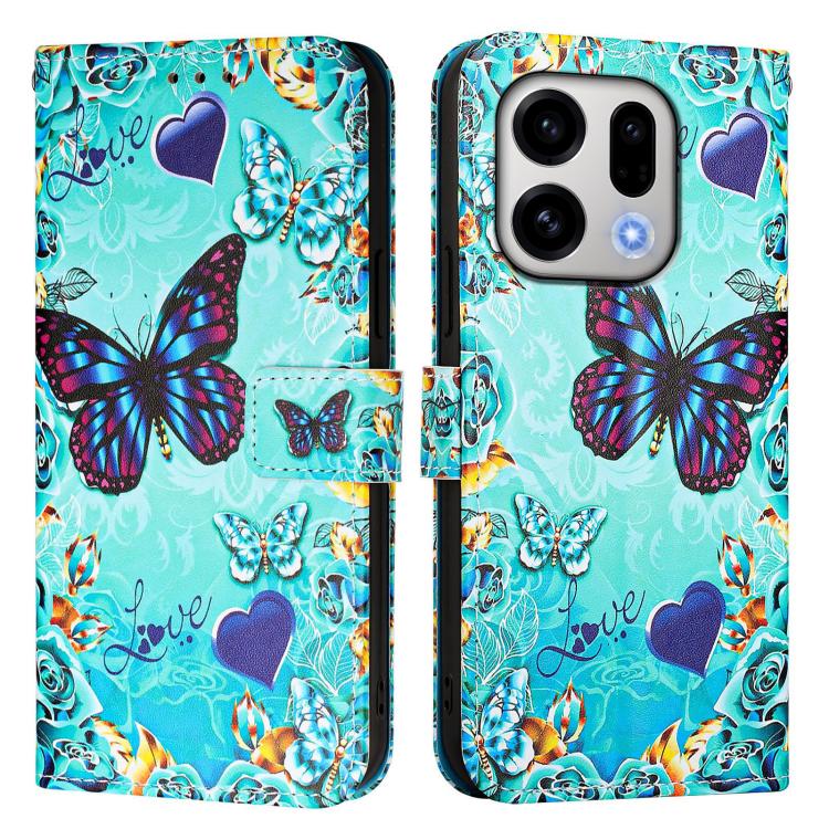 For OPPO Find X9 Colored Drawing Pattern Plain Weave Leather Phone Case