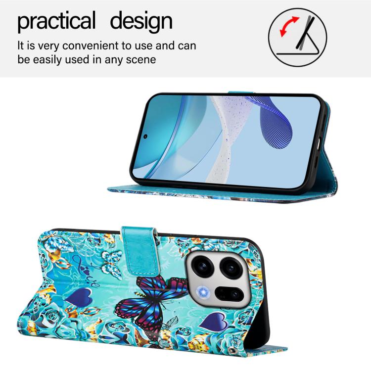 For OPPO Find X9 Colored Drawing Pattern Plain Weave Leather Phone Case