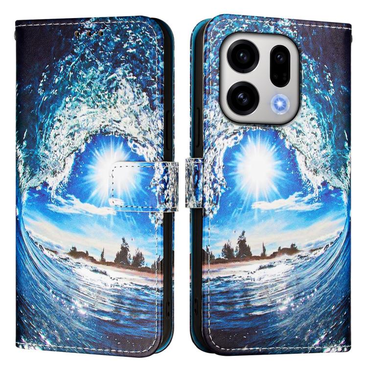 For OPPO Find X9 Colored Drawing Pattern Plain Weave Leather Phone Case