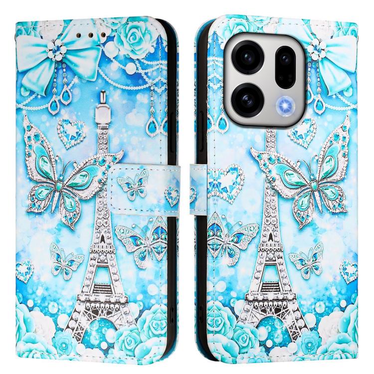 For OPPO Find X9 Colored Drawing Pattern Plain Weave Leather Phone Case