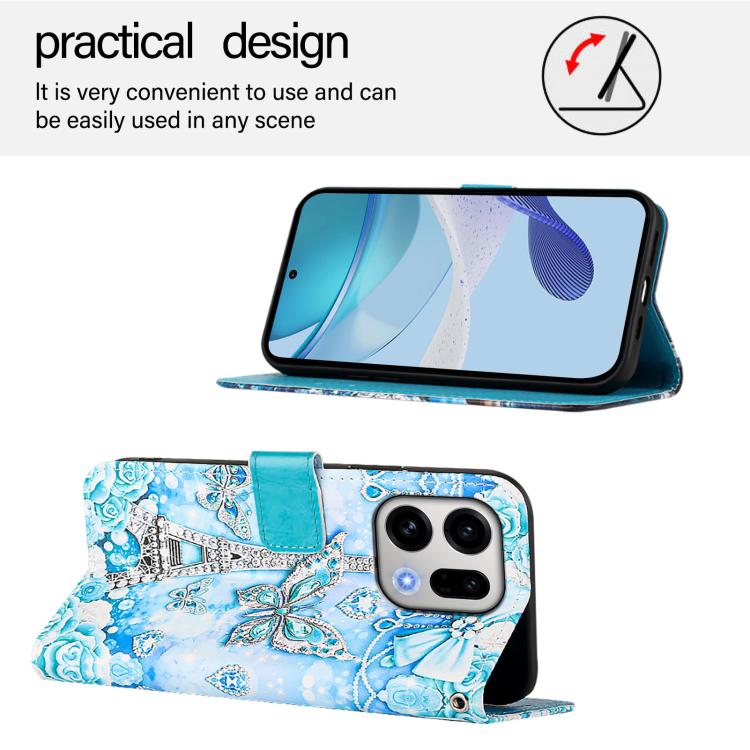 For OPPO Find X9 Colored Drawing Pattern Plain Weave Leather Phone Case