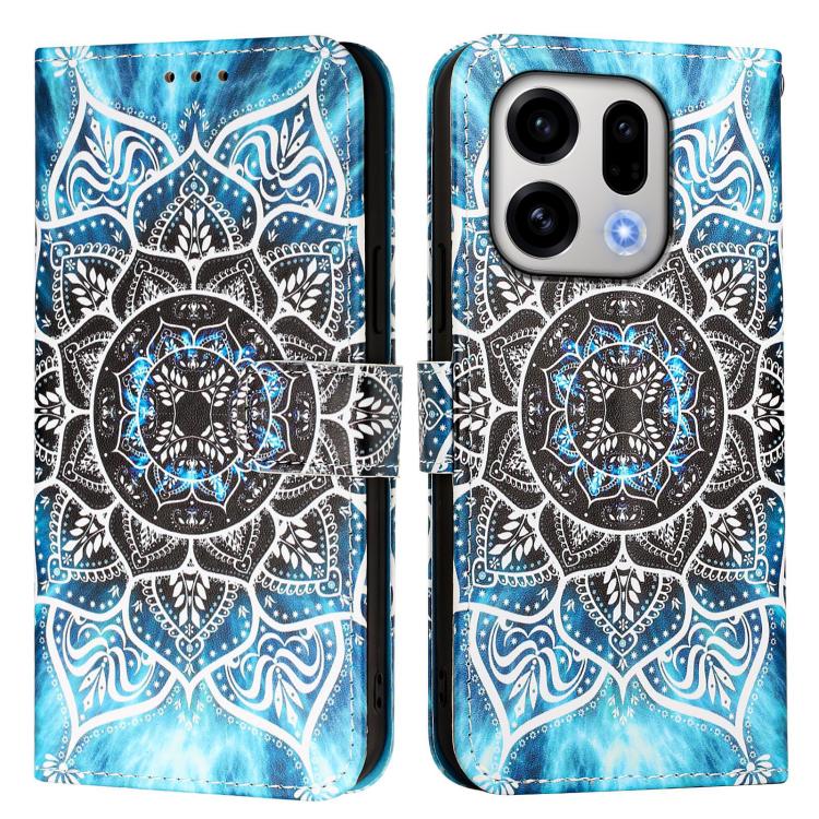 For OPPO Find X9 Colored Drawing Pattern Plain Weave Leather Phone Case