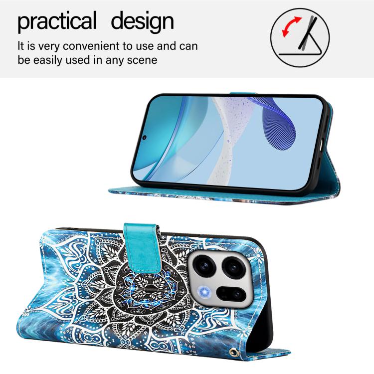 For OPPO Find X9 Colored Drawing Pattern Plain Weave Leather Phone Case