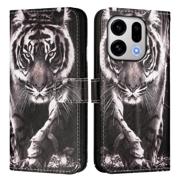 For OPPO Find X9 Colored Drawing Pattern Plain Weave Leather Phone Case