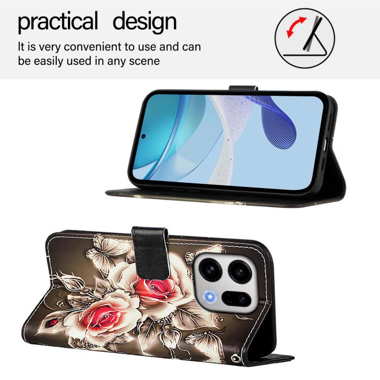 For OPPO Find X9 Colored Drawing Pattern Plain Weave Leather Phone Case