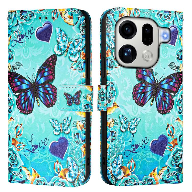 For OPPO Find X9 Pro Colored Drawing Pattern Plain Weave Leather Phone Case