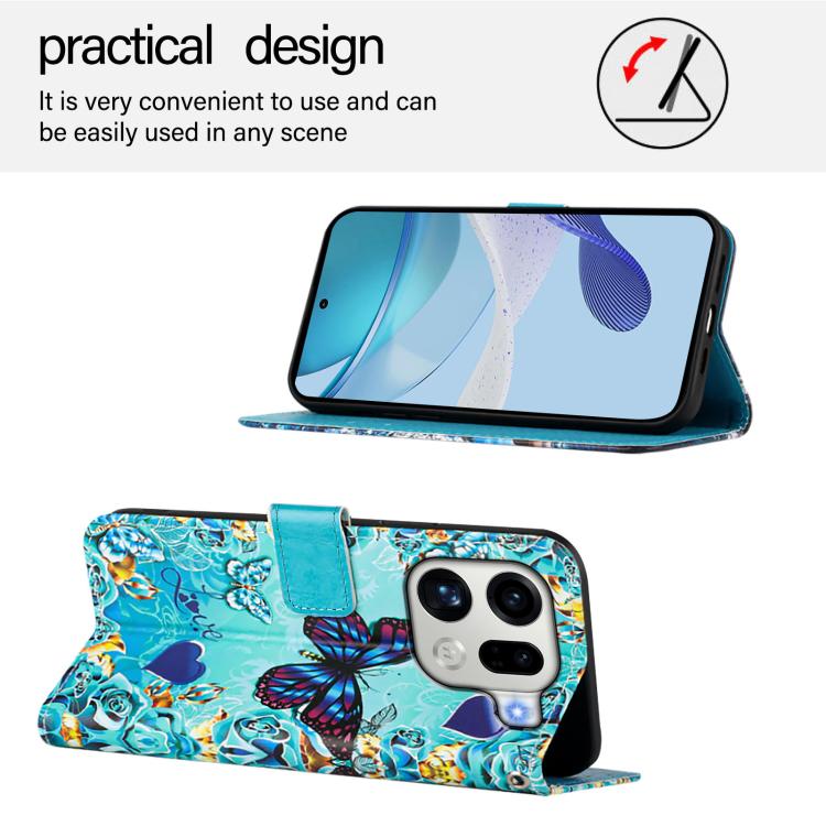 For OPPO Find X9 Pro Colored Drawing Pattern Plain Weave Leather Phone Case