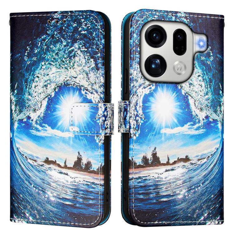 For OPPO Find X9 Pro Colored Drawing Pattern Plain Weave Leather Phone Case