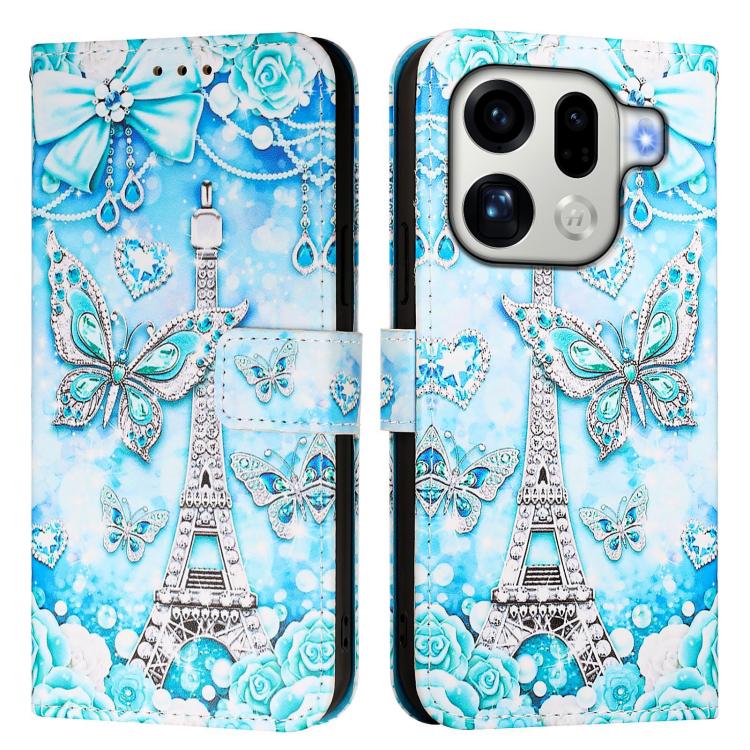 For OPPO Find X9 Pro Colored Drawing Pattern Plain Weave Leather Phone Case