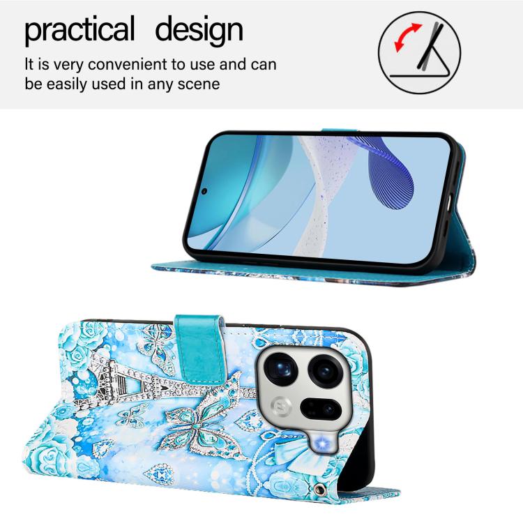 For OPPO Find X9 Pro Colored Drawing Pattern Plain Weave Leather Phone Case