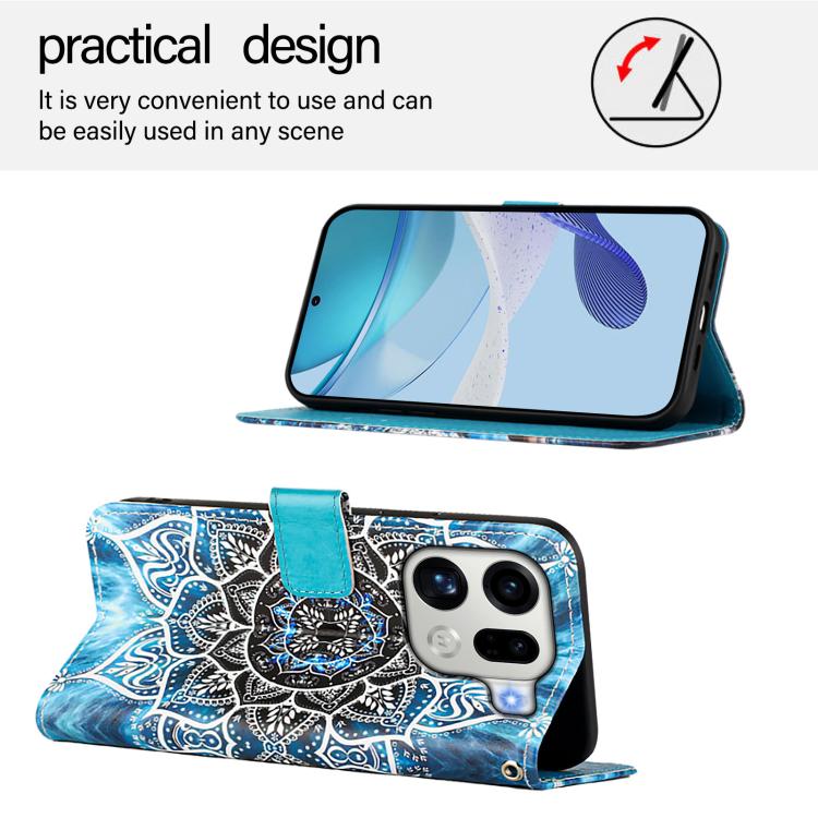 For OPPO Find X9 Pro Colored Drawing Pattern Plain Weave Leather Phone Case