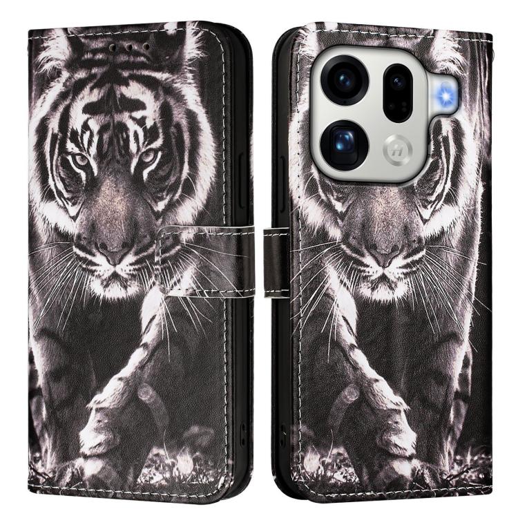For OPPO Find X9 Pro Colored Drawing Pattern Plain Weave Leather Phone Case