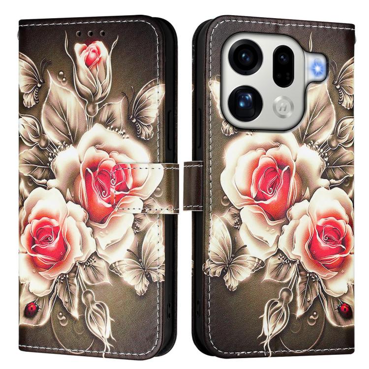 For OPPO Find X9 Pro Colored Drawing Pattern Plain Weave Leather Phone Case