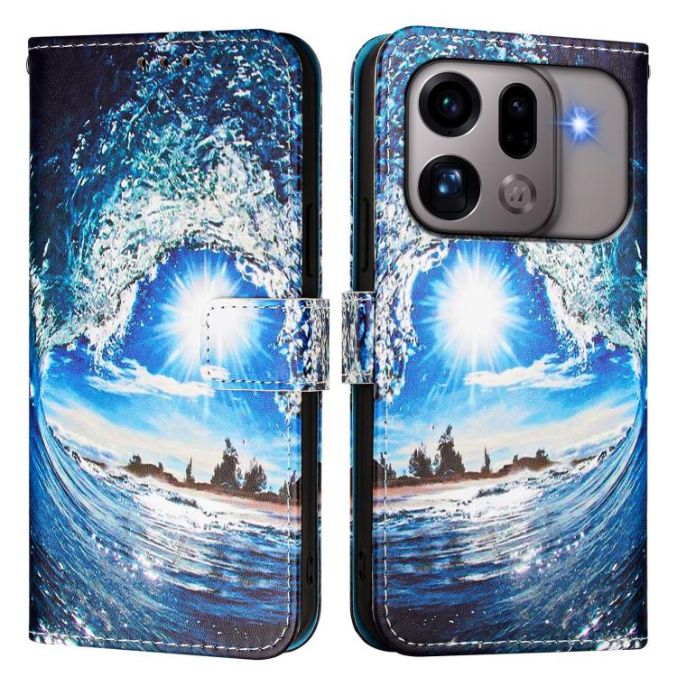 For OPPO Find X9s Pro Colored Drawing Pattern Plain Weave Leather Phone Case