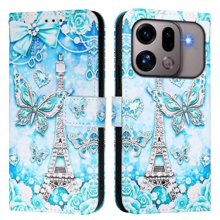 For OPPO Find X9s Pro Colored Drawing Pattern Plain Weave Leather Phone Case