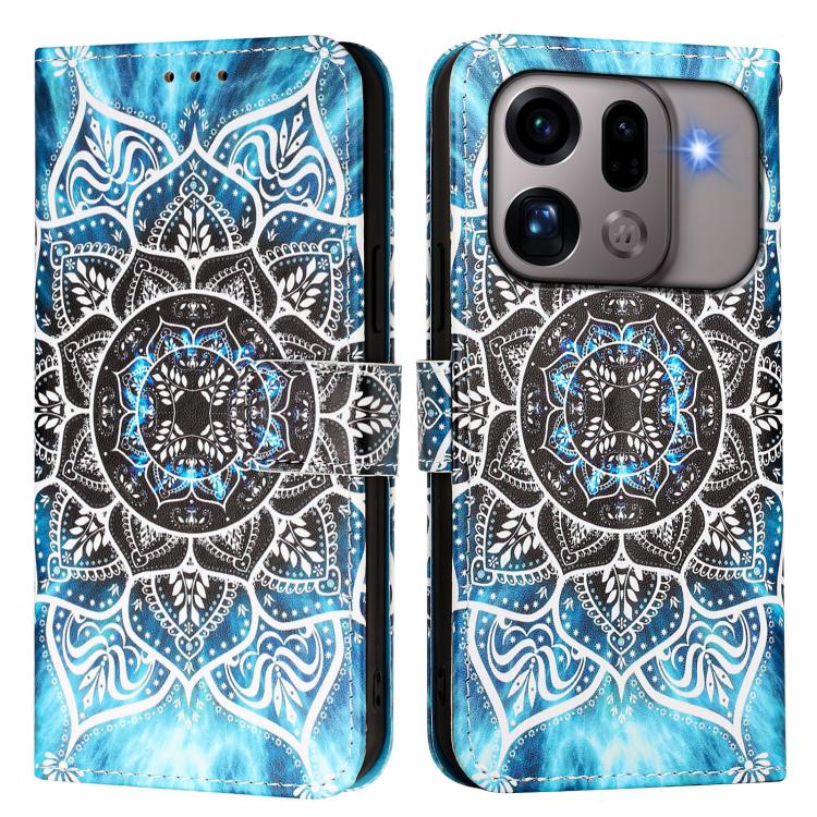 For OPPO Find X9s Pro Colored Drawing Pattern Plain Weave Leather Phone Case