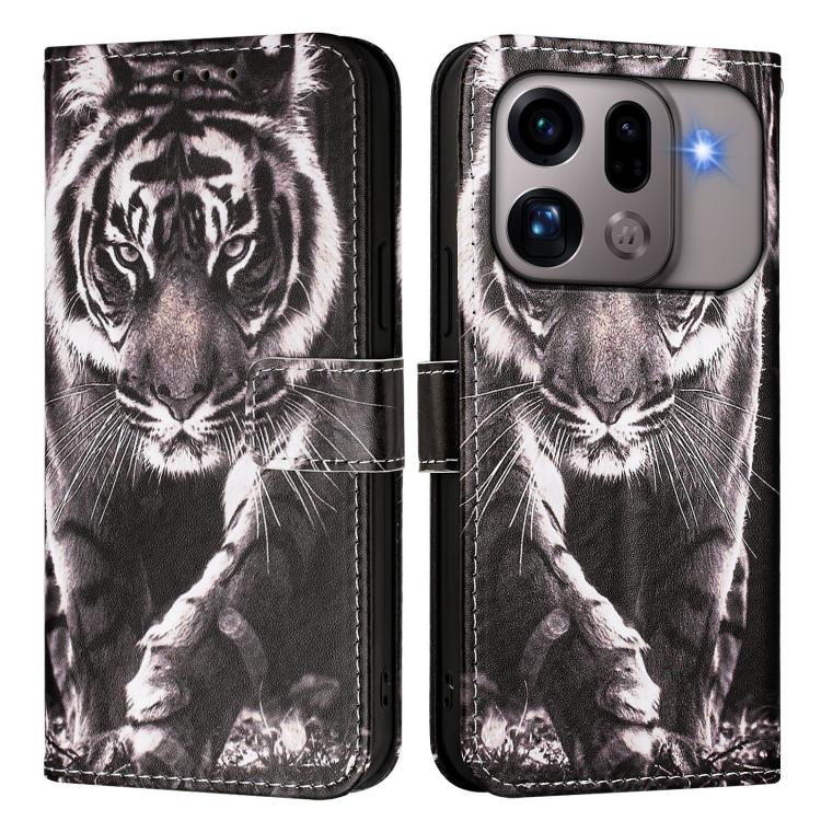 For OPPO Find X9s Pro Colored Drawing Pattern Plain Weave Leather Phone Case