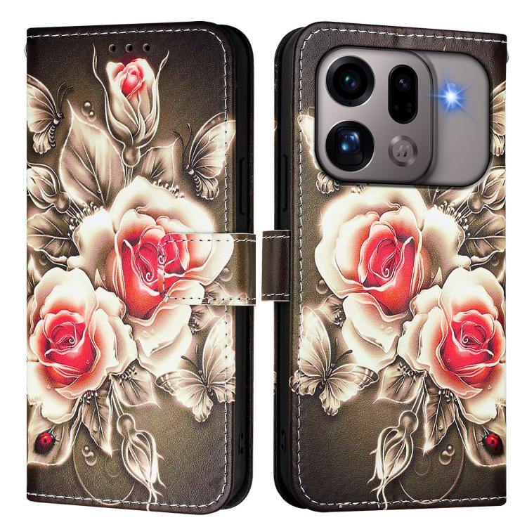 For OPPO Find X9s Pro Colored Drawing Pattern Plain Weave Leather Phone Case