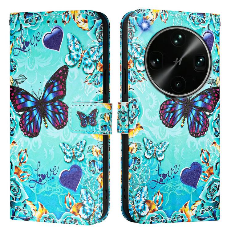 For OPPO Find X9 Ultra Colored Drawing Pattern Plain Weave Leather Phone Case