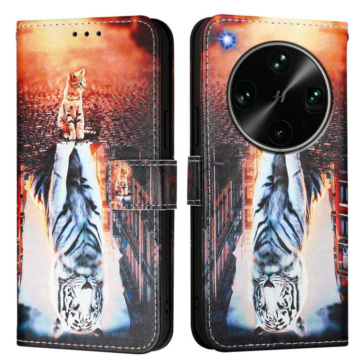 For OPPO Find X9 Ultra Colored Drawing Pattern Plain Weave Leather Phone Case