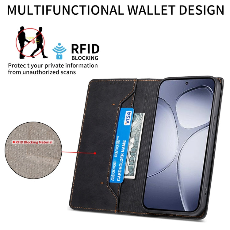 For Redmi K70 Ultra Business Solid Color Magnetic RFID Leather Phone Case