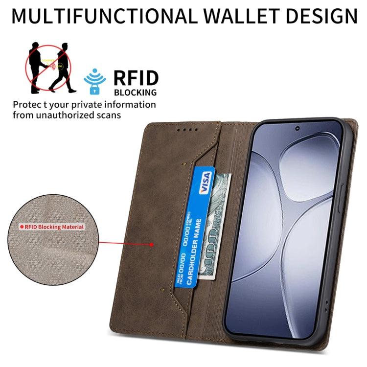 For Redmi K70 Ultra Business Solid Color Magnetic RFID Leather Phone Case