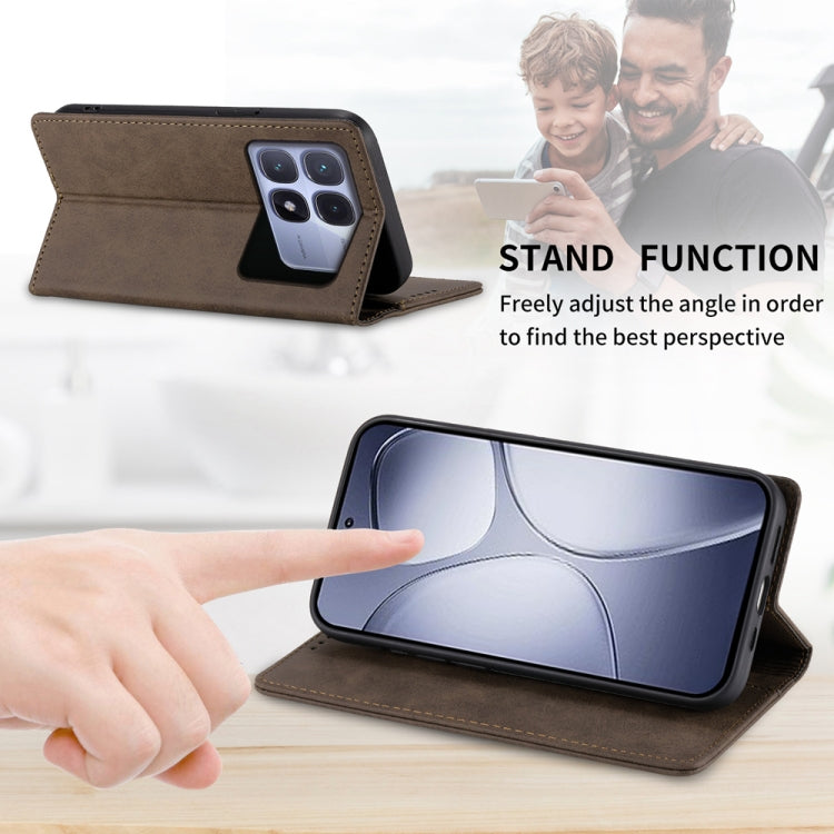 For Redmi K70 Ultra Business Solid Color Magnetic RFID Leather Phone Case